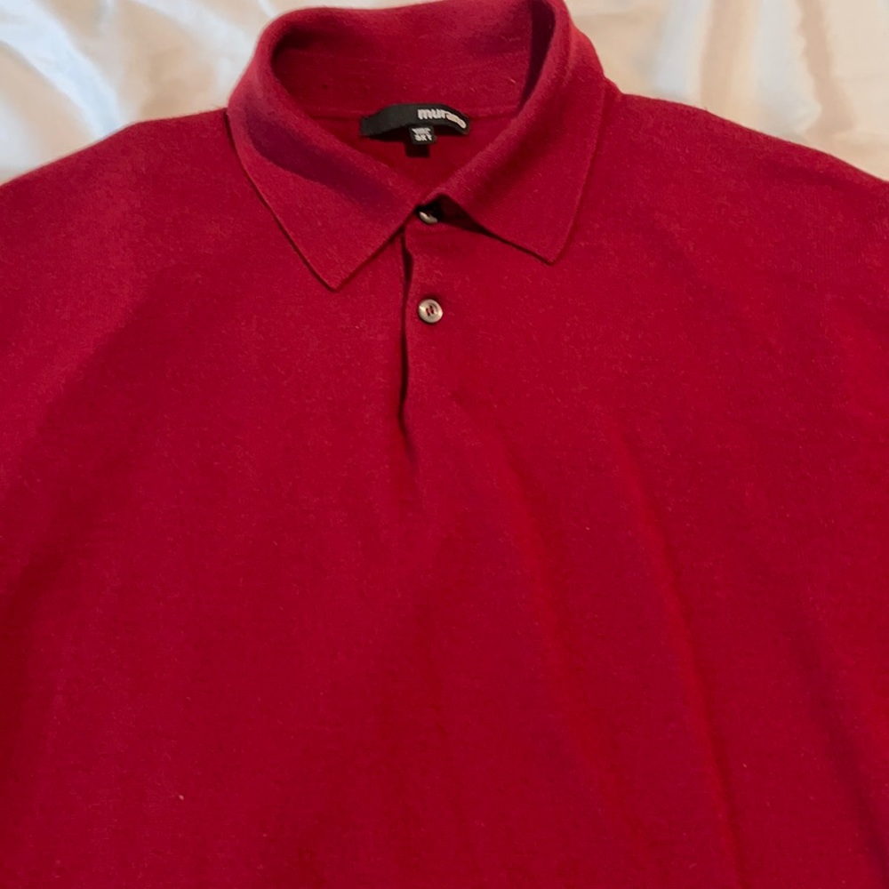 3XLT Maroon 100% Merino Wool Long Sleeve Polo